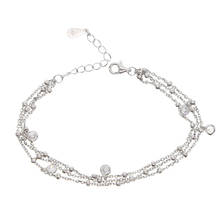 100% 925 sterling silver three wrap 3 layer chain cz drop charm elegant fine chain girl women silver jewelry chain bracelet 2024 - buy cheap