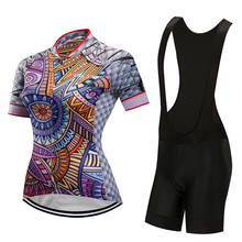 2022 nova fêmea retro conjunto camisa de ciclismo pro verão bib curto bicicleta roupas kit mulher mtb maillot roupas uniforme 2024 - compre barato