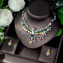 HIBRIDE Fashion Sparkling  Jewelry Sets for Women Romantic Peacock Shape Necklace Set  Bijoux Zircon Wedding Jewelry Sets N-187 2024 - buy cheap