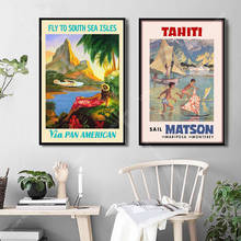 G366 Art Decor Surfing at Tahiti Holiday Pop  Vintage Retor Art Travel City Wall Art Canvas Painting Silk Poster 2024 - buy cheap