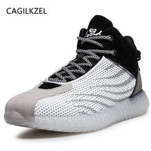 Cagilkzel 2020 primavera outono novo peixe escalas meias tênis homens sapatos casuais de alta superior hip hop respirável calçados masculinos 2024 - compre barato
