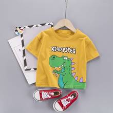 Футболки для мальчиков и девочек детская футболка с принтом динозавра из мультфильма для мальчиков, Детская летняя футболка с короткими рукавами хлопковые топы, одежда 2024 - купить недорого