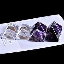 Природный кристалл Аметист минеральная Пирамида ремонт кристалл натуральный минеральный камень фэн шуй рейки подарок для дома 2024 - купить недорого