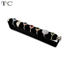 Elegante preto veludo jóias exibir anéis caso de armazenamento esponja vara anel tira suporte titular organizador caixa 2024 - compre barato