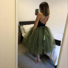Falda Midi verde militar con lazo en la espalda para mujer, faldas a medida, tutú, ropa de fiesta, falda de tul, elegante 2024 - compra barato
