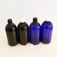 10 unids/lote 1000ml de color ámbar para mascotas botella de plástico negro/blanco tornillo anti-robo cubierta 1000cc azul botella de crema 2024 - compra barato