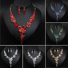 Conjunto de joias com pingente de flor de cristal, gargantilha e colar, de casamento, para mulheres 2024 - compre barato
