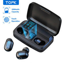 TOPK T10 TWS Bluetooth V5.0 Wireless Headphones Fingerprint Touch Bluetooth earphone 1500mAh Charging Box Sports earbuds 2024 - buy cheap