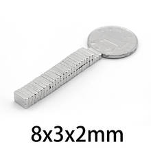 50/100/200/300/500 pcs  square Magnet 8x3x2 8x3x2mm N35 block NdFeB Rare Earth Magnet 8*3*2 mm Neodymium Magnets 8mm x 3mm x 2mm 2024 - buy cheap