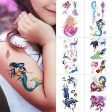 Детские 3d Временные татуировки, наклейки русалки, принцессы, цветов, феи, тату для тела, пони, павлин, водонепроницаемые детские Мультяшные татуировки 2024 - купить недорого