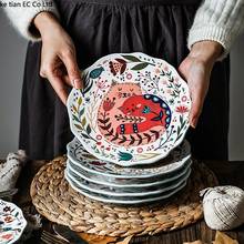 FANCITY Nordic style creative cartoon hand drawn cat bone porcelain plate Household ceramic tableware 8 inch dim sum plate dishe 2024 - buy cheap