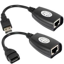 USB удлинитель по Cat5/Cat5e/Cat6 кабель USB 2,0 для RJ45 адаптер RJ45 LAN кабель удлинитель 2024 - купить недорого