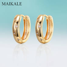 MAIKALE Classic Round Circle Earrings Inlay Cubic Zirconia Gold Silver Color Charm Hoop Earrings for Women Jewelry Gifts Brincos 2024 - buy cheap