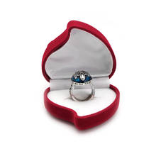 Caja para anillos de joyería 83XC, almacenamiento de anillos de amor con patrón de rosa roja en forma de corazón de terciopelo 2024 - compra barato