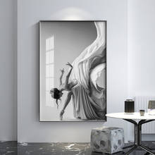Pintura en lienzo de chica bailarina de Ballet moderna, póster e impresión de figuras artísticas de pared en negro y blanco, imágenes para sala de estar, dormitorio y pasillo 2024 - compra barato