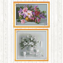 White Vase DMC Cotton Thread Printed Canvas DIY Needlework Crafts 14CT 11CT Counted Stamped Handmade Cross Stitch Embroidery Kit 2024 - купить недорого