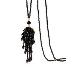 Плетеное ожерелье ручной работы с кристаллами и бусинами, Подвеска для женщин, модная цепочка для свитера, длинное ожерелье, подарок, ювелирные изделия, оптовая продажа 2024 - купить недорого