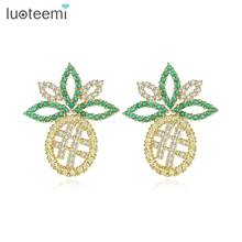 LUOTEEMI Exquisite Design Pineapple-shaped Stud Earrings for Women Party Luxury CZ Stone Fashion Gold Pendientes Christmas Gift 2024 - buy cheap