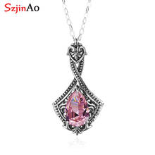 Szjinao Gemstone Pendant For Women Pure 925 Sterling Silver Wedding Engagement Party Romantic Pink Crystal Famous Brand Jewelry 2024 - buy cheap