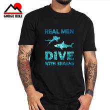 Camiseta de algodão casual dos tubarões do mar do oceano do mergulho de uma respiração 2019 2024 - compre barato