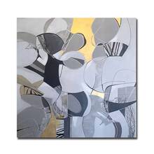 Pintura al óleo moderna abstracta pintada a mano, obra de arte hecha a mano, lienzo de pared, arte para decoración del hogar y la sala de estar, gris 100% 2024 - compra barato