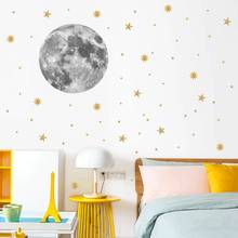 Lua e ouro estrelas outerspace adesivo de parede para quarto das crianças sala estar decorações papel parede mural arte decalques adesivos 2024 - compre barato