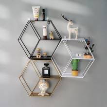 Prateleira decorativa de metal nórdico, redonda, hexágono, suporte de parede, prateleira para decoração de casa, ornamento em vasos 2024 - compre barato