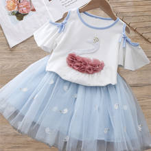 2021 Summer Girls' Clothing Sets Elegant Princess Cartoon Embroidered Top+Gauze Skirt 2PCS Children Baby Kids Girls Clothes Suit 2024 - buy cheap