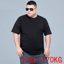 Verão grande venda masculina camiseta de manga curta preto cinza t algodão tamanho grande 7xl 8xl 9xl 10xl 12xl solto tshirt 50 52 54 62 68 2024 - compre barato