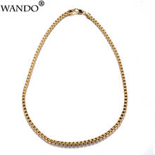 WANDO Box Chains Necklaces For Men/Women Fashion Chains Gold Color Africa Ethiopian Netherlands Jewelry Gifts 4mm width N27 2024 - buy cheap