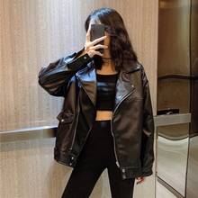 TingYiLi Women PU Leather Jacket Spring Autumn Winter Black Jackets Coats Korean Ladies Casual Loose Oversize Jacket Female 2024 - buy cheap