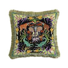 Capa de almofada luxuosa de veludo com borla, travesseiro macio estampado, fronha de almofada decorativa para casa, sofá, cadeira, 45x45cm 2024 - compre barato