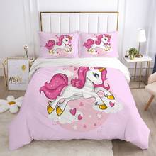 Kids Cartoon Bedding Set for Children baby Crib Duvet Cover Set Pillowcase Blanket Quilt Cover 100x120/140x200 Pink unicorn 2024 - buy cheap