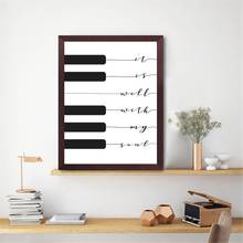 Christian Song Lyric Print It is well with my soul Music Poster Piano Keyboard Art Canvas Painting Picture Home Wall Art Decor 2024 - buy cheap