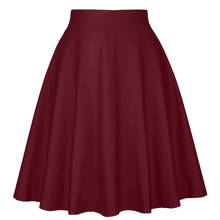 Women Vintage Retro High Waist Skirt S-XXL Spring Summer Ladies Cotton Flare Casual Wine Red Skirt Summer Female VD0020 2024 - buy cheap