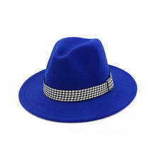 Chapéu de lã estilo vintage e fedora, chapéus masculinos e femininos com aba reta, chapéus da moda estilo panamá e com fita, chapéu masculino e feminino 2024 - compre barato