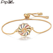 Pipitree Trendy Geometric Hollow Round Charm Bracelets for Women Lady Multi Cubic Zirconia Bracelet Bangle Jewelry Wristband 2024 - buy cheap