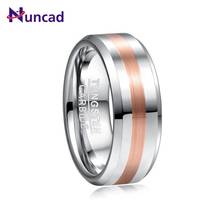 Nuncad 8mm largura anel de casamento banda anel de noivado masculino médio escovado elétrico rosa ouro polido anel de carboneto de tungstênio 2024 - compre barato