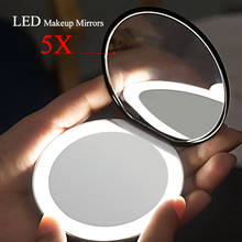 Folding Makeup mirror with led light 5 times Magnifying Cosmetic Mirror beauty ring light mirror Photo fill light small mirrors 2024 - buy cheap