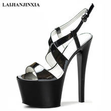 LAIJIANJINXIA-Sandalias de tacón alto con plataforma para mujer, zapatos de gladiador con hebilla para vestido de Pole dancing negro, sexys para noche 2024 - compra barato