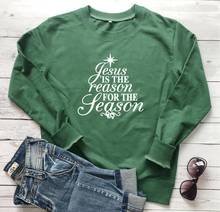 Jesus is the reason for the Season-Sudadera para mujer, con estampado divertido de árbol de Navidad, con eslogan, cita vintage, top 2024 - compra barato