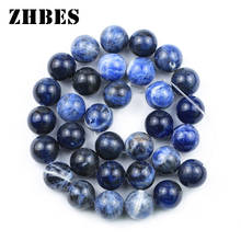 Piedra Natural azul piedra sodalita espaciadores bola redonda suelta Cuentas 4/6/8/10/12MM cuentas para hacer joyería pulsera accesorios DIY 2024 - compra barato