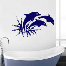 Bathroom Stickers Kids Room Docoration Dolphins Vinyl Wall Decal Marine Animals Ocean Mural Removable Home Decor Waterproof O202 2024 - buy cheap