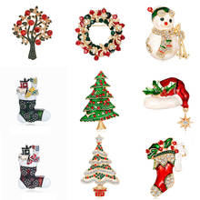 1Pcs Creative Christmas Gifts Santa Claus Christmas Trees Socks Hat Sock Rhinestone Brooches For Women Gift 2024 - buy cheap