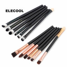 ELECOOL 6 шт./компл. подводка для глаз, тени для век, набор кисточек для макияжа, нейлоновые волосы, черная деревянная ручка, косметический инструмент для макияжа 2024 - купить недорого