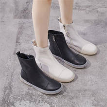 Side Zipper Woman Genuine Leather Ankle Boots Soft Bottom Comfortable Ladies Flat Boots Warm Plush Women Casual Shoes 2024 - buy cheap
