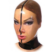 Fetish 100% Latex Gummi Braun anti-clip hair Maske Kapuze Hood Tight Cosplay 0.4mmS-XXL 2024 - buy cheap