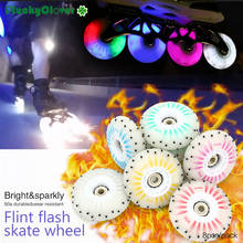 8pcs Flint Spark Flash Skate Wheel 72mm 76mm 80mm Fire Stone Wheel Inline Roller Slalom Skates Luminous Led light Skating Wheels 2024 - buy cheap
