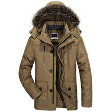 Мужская Зимняя Толстая куртка, новая модная повседневная верхняя одежда, мужские ветрозащитные парки с меховым воротником, размера плюс 6XL, теплая Вельветовая куртка 2024 - купить недорого