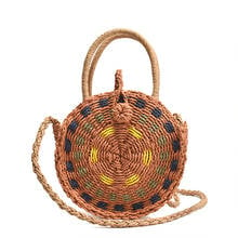 2020 fashion round color paper rope straw bag female summer beach bag women messenger bags 2024 - buy cheap